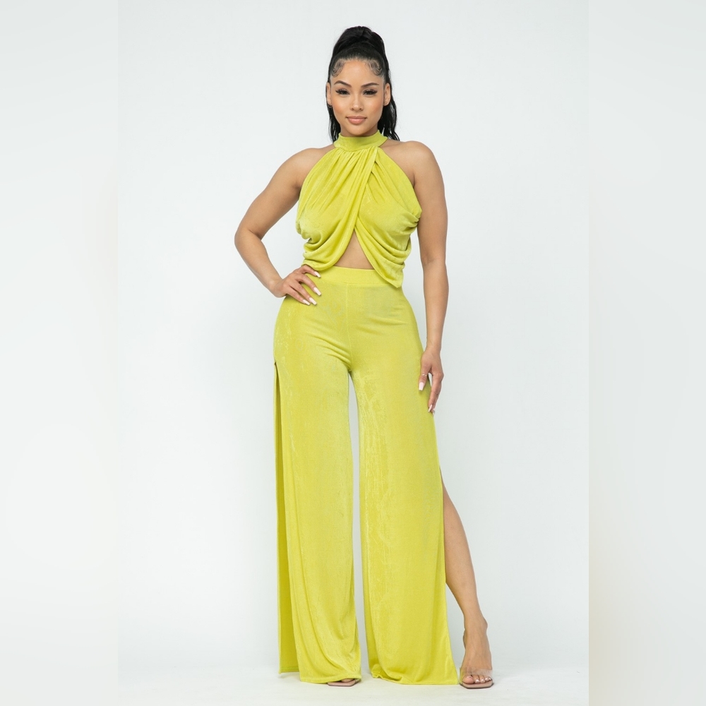 Lime Velour Pants Set